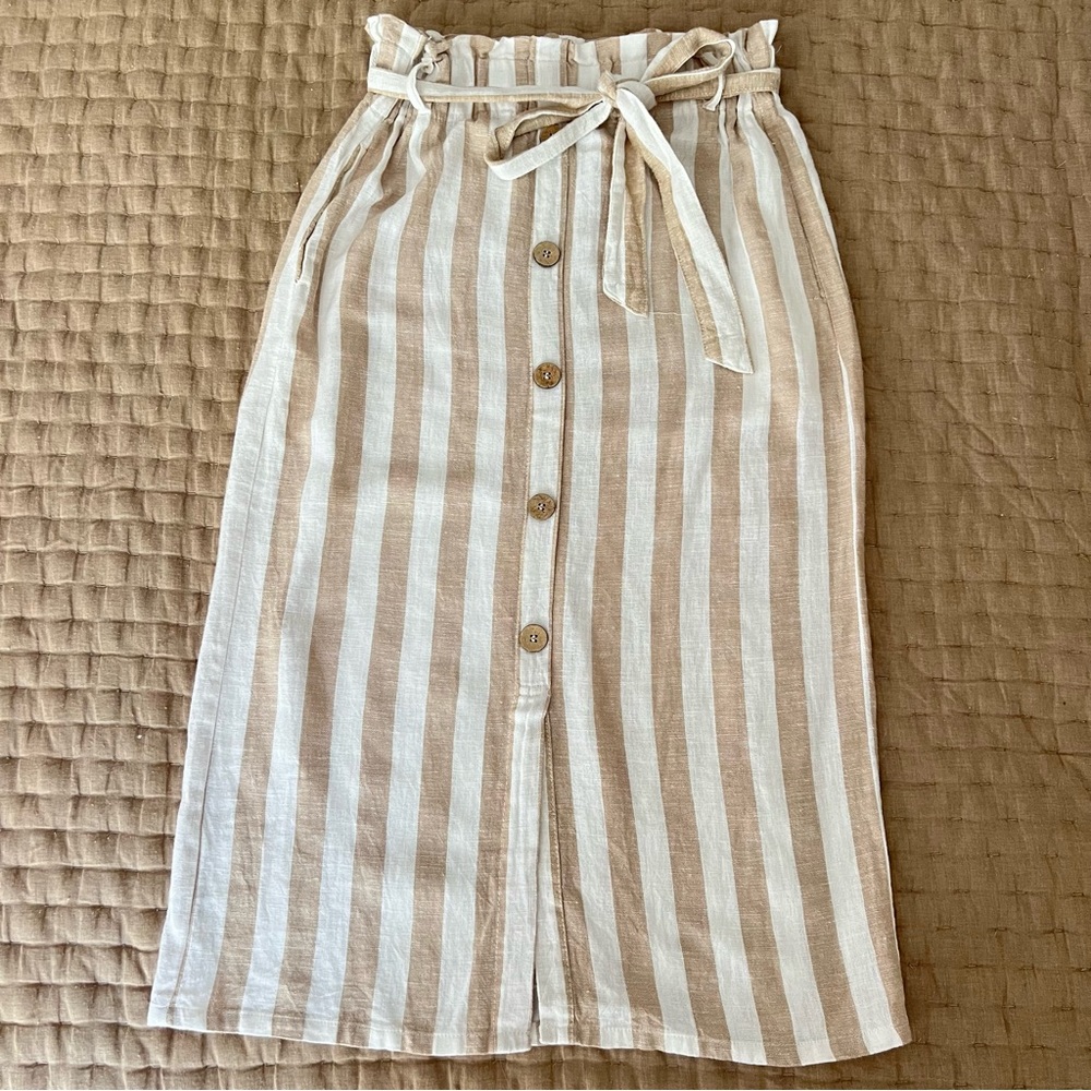Love Tree Linen Blend Stripped Skirt size Small